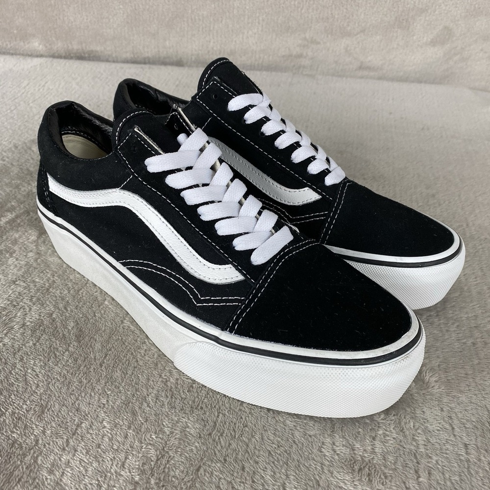Vans Old Skool Platorm Shoes Womens Size 9 Black Canvas Skate Low Top NEW